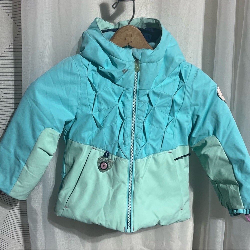 Preloved-OBERMEYER Toddler Winter Jacket,Hooded, Mitten Hooks,Grow Extended Wear